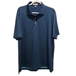 Peter Millar Navy Checkered Polo Shirt
